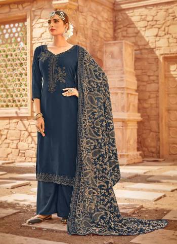 Look Pretty Wearing This Plazzo Suit In Lovely Colored.These Top Is Fabricated On Georgette Pair With Santoon Bottom And Georgette Dupatta.Beautified With Heavy Embroidery,Hand Work.