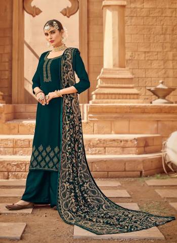 Look Pretty Wearing This Plazzo Suit In Lovely Colored.These Top Is Fabricated On Georgette Pair With Santoon Bottom And Georgette Dupatta.Beautified With Heavy Embroidery,Hand Work.