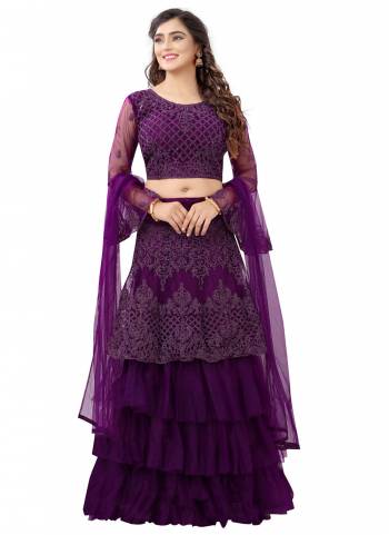 Subtle Shades Gives You Comfort And Keep You Cool. Add This Pretty Colored Lehenga To Your Wardrobe Paired With Choli And Dupatta.This Lehengal Is Fabricated On Nylon Net Pair With Blouse And Dupatta.