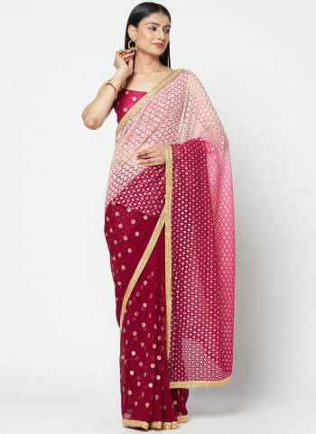 For An Elegant Personality, Grab This Saree In Pretty Color Paired With Contrast Colored Blouse. This Saree Is Fabricated On Georgette Paired With Silk Blend Fabricated Blouse. It Is Light Weight And Ensures Superb Comfort All Day Long