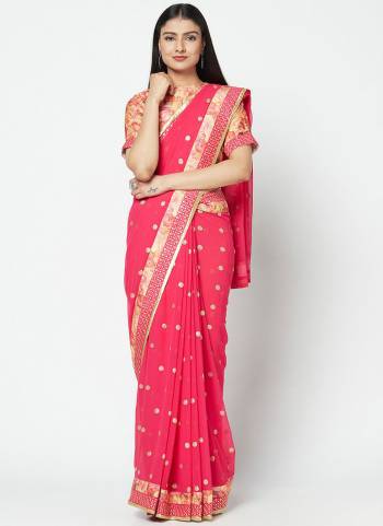 For An Elegant Personality, Grab This Saree In Pretty Color Paired With Contrast Colored Blouse. This Saree Is Fabricated On Georgette Paired With Georgette Fabricated Blouse. It Is Light Weight And Ensures Superb Comfort All Day Long