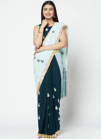 For An Elegant Personality, Grab This Saree In Pretty Color Paired With Contrast Colored Blouse. This Saree Is Fabricated On Georgette Paired With Georgette Fabricated Blouse. It Is Light Weight And Ensures Superb Comfort All Day Long