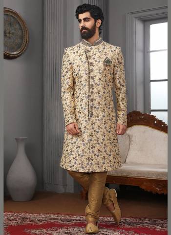 Grab These Readymade Sherwani in Fine Colored.These Shewani is Fabricated On Banarasi Silk Pair With Dupion Silk Bottom With Designer Embroidery Work.Its Available in All Regular Size