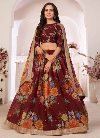 Adorn The Pretty Angelic Look Wearing This Designer Lehenga In All Over Pretty Color Paired With Blouse And Dupatta. This Lehenga And Dupatta  Is Fabricated On Georgette Paired With Art Silk Fabricated Blouse.Beautified With Designer Digital Printed,Sequance Embroidery Work