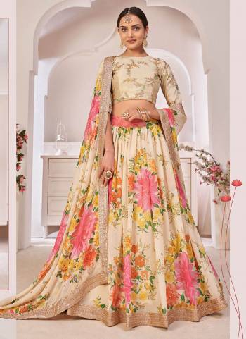 Adorn The Pretty Angelic Look Wearing This Designer Lehenga In All Over Pretty Color Paired With Blouse And Dupatta. This Lehenga And Dupatta  Is Fabricated On Georgette Paired With Art Silk Fabricated Blouse.Beautified With Designer Digital Printed,Sequance Embroidery Work