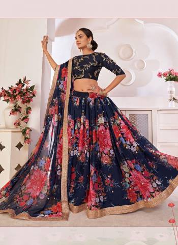 Adorn The Pretty Angelic Look Wearing This Designer Lehenga In All Over Pretty Color Paired With Blouse And Dupatta. This Lehenga And Dupatta  Is Fabricated On Georgette Paired With Art Silk Fabricated Blouse.Beautified With Designer Digital Printed,Sequance Embroidery Work