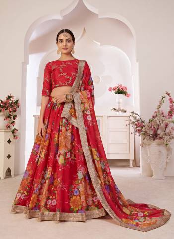 Adorn The Pretty Angelic Look Wearing This Designer Lehenga In All Over Pretty Color Paired With Blouse And Dupatta. This Lehenga And Dupatta  Is Fabricated On Georgette Paired With Art Silk Fabricated Blouse.Beautified With Designer Digital Printed,Sequance Embroidery Work