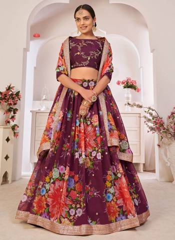 Adorn The Pretty Angelic Look Wearing This Designer Lehenga In All Over Pretty Color Paired With Blouse And Dupatta. This Lehenga And Dupatta  Is Fabricated On Georgette Paired With Art Silk Fabricated Blouse.Beautified With Designer Digital Printed,Sequance Embroidery Work