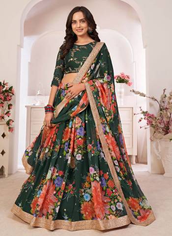 Adorn The Pretty Angelic Look Wearing This Designer Lehenga In All Over Pretty Color Paired With Blouse And Dupatta. This Lehenga And Dupatta  Is Fabricated On Georgette Paired With Art Silk Fabricated Blouse.Beautified With Designer Digital Printed,Sequance Embroidery Work