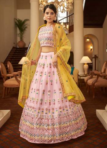 New And Unique Lehenga Is Here With Lovely Color Paired With Blouse And Dupatta.. This Lehenga And Blouse Are Fabricated On Georgette Based Pair With Net Dupatta Come With Designer Work.