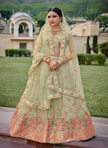 Add This Very Pretty Colored  To Your Wardrobe With This Designer?Lehenga.These Lehenga And Blouse Are Fabricated On Net Based Pair With Net Dupatta Come With Heavy Designer Work.