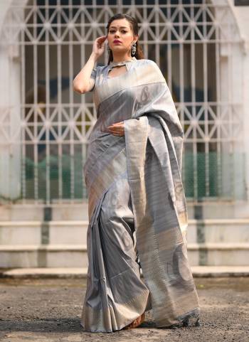 Most Demanding Color Of The Season Is Here With This Beautiful Saree.These Saree And Blouse Are Fabricated On Silk Based.Its Beautified With Heavy Wevon Designer