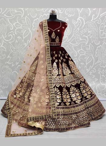 Give A Royal Look To Your Personality Wearing This Designer Lehnega Choli In All Over Pretty Colored.These Lehenga Is Fabricated On Velvet Based Come With Heavy Desugner Work.