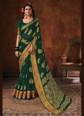 For a Beautiful Look, Grab This Fancy Saree In All Over Pretty Colored.Its Saree And Blouse Are Fabricated On Cotton Blend.Its Beautified With Designer Printed.