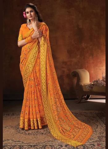 For a Beautiful Look, Grab This Fancy Saree In All Over Pretty Colored.Its Saree And Blouse Are Fabricated On Cotton Blend.Its Beautified With Designer Printed.