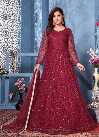 Elegant And Attractive, Both At The Same Time With This Beautiful Designer Suit In Fine Colored.These Top And Dupatta Are Fabricated On Net Based Pair With Santoon Bottom.Its Beautified With Designer Sequance Embroidery Work.