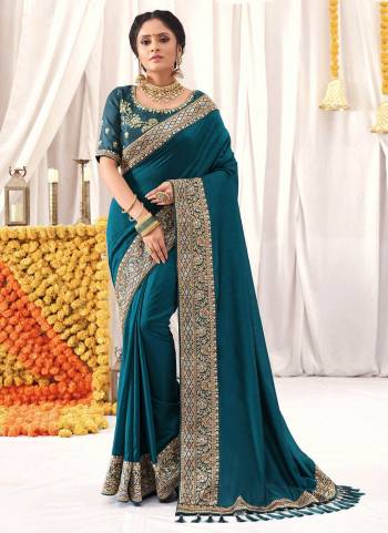 Most Demanding Collection Is Here, Grab These Pretty Colored Saree Pair With Blouse.These Saree And Blouse Are Fabricated On Vichitra Silk Come With Wevon Designer Work.