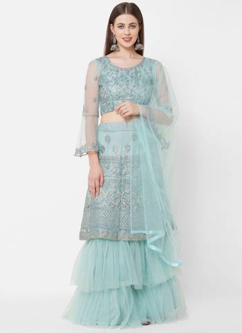 For A Different Look, Grab These Designer Lehenga Choli Come With Pretty Colored.These Lehenga is Fbaicated On Net Based.Its Beautified With Designer Embroidery Work.