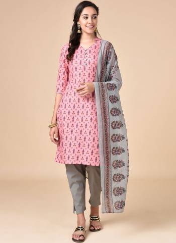 Elegant And Attractive, Both At The Same Time With This Beautiful Readymade Suit In Fine Colored.These Top And Bottom Are Fabricated On Cotton Based Pair With Cotton Dupatta.Beautified with Designer Foil Printed.