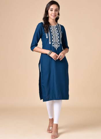 Add This Beautiful Kurti in Lovely Colored.Its Fabricated On Rayon Based.Beautified With Embroidery Work