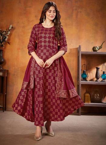 Here Is A Prefect Kurti With Dupatta For The Upcoming Festive Season In Pretty?Color. This Readymade Kurti Is Fabricated On Rayon Pair With Rayon Dupatta.Beautified With Designer Printed,Hand Work. It Is Light In Weight And Available In All Regular Size