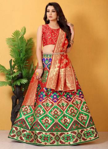 Grab These Beautiful Lehenga In Fine Colored.Its Lehenga is Fabricated On Banarasi Silk Pair With Banarasi Silk Blouse And Dupatta.Its Beautified With  Wevon Designer,Embroidery Work. 