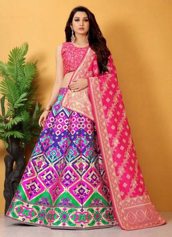 Grab These Beautiful Lehenga In Fine Colored.Its Lehenga is Fabricated On Banarasi Silk Pair With Banarasi Silk Blouse And Dupatta.Its Beautified With  Wevon Designer,Embroidery Work. 