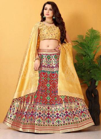 Grab These Beautiful Lehenga In Fine Colored.Its Lehenga is Fabricated On Banarasi Silk Pair With Banarasi Silk Blouse And Dupatta.Its Beautified With  Wevon Designer,Embroidery Work. 