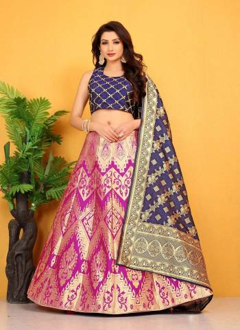 Grab These Beautiful Lehenga In Fine Colored.Its Lehenga is Fabricated On Banarasi Silk Pair With Banarasi Silk Blouse And Dupatta.Its Beautified With  Wevon Designer,Embroidery Work. 