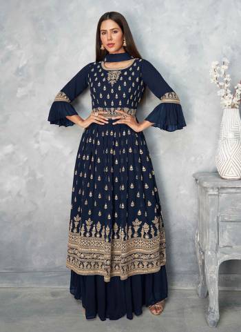 For A Designer Look ,Grab These Sharara Suit In All Over Pretty Colored.These Top Is Fabricated On Georgette Pair With Georgette Bottom And Dupatta.Its Beautified With Heavy Sequance Jari Embroidery Work.
