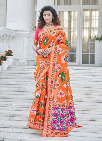 For A  Beautiful Look,Grab These Fancy Saree In All Over Fine Colored Pair With Pretty Blouse.These Saree And Blouse Are Fabricated On Patola Silk.Beautified With Heavy Wevon Patola Designer.