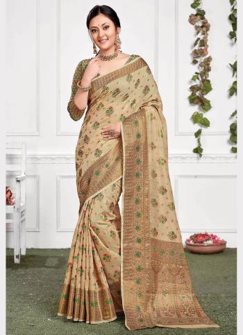 For A Different Look, Grab These Saree in Musterd Colored Pair With Usterd Blouse.These Saree And Blouse Are Fabricated On Cotton Based.Its Beautified With Woven Designer Work.