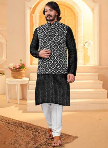 Take your ethnic style quotient to the next level by wearing this fashionable kurta set.Its Come With Art Silk Fabricated Pair With Art Silk Jacket And Cotton Fabric Payjama.Buy Now