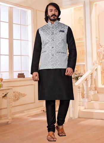 Take your ethnic style quotient to the next level by wearing this fashionable kurta set.Its Come With Art Silk Fabricated Pair With Art Silk Jacket And Silk Fabric Payjama.Buy Now