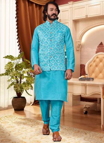 Take your ethnic style quotient to the next level by wearing this fashionable kurta set.Its Come With Art Silk Fabricated Pair With Art Silk Jacket And Silk Fabric Payjama.Buy Now