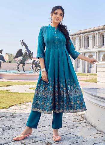 This Festive Season Look Beautiful And Feel comfortable In Beautiful Colored Kurti With Pant.These Kurti And Pant Are Fabricated On Rayon Slub.Its Beautified With Designer Printed With Embroidery.Its Available In All Regular Size.