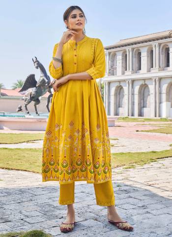 This Festive Season Look Beautiful And Feel comfortable In Beautiful Colored Kurti With Pant.These Kurti And Pant Are Fabricated On Rayon Slub.Its Beautified With Designer Printed With Embroidery.Its Available In All Regular Size.