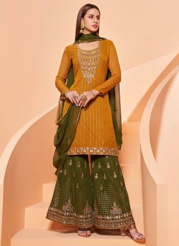 For A Designer Look ,Grab These Sharara Suit In All Over Pretty Colored.These Top Is Fabricated On Georgette Pair With Georgette Bottom And Dupatta.Its Beautified With Heavy Designer Work.Buy Now These Sharara Suit Collection.