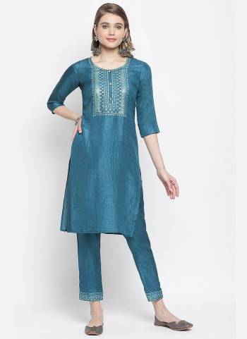 This Festive Season Look Beautiful And Feel comfortable In Beautiful Colored Kurti With Pant.These Kurti And Pant Are Fabricated On Silk Blend.Its Beautified With Designer Sequance Embroidery Work.Its Available In All Regular Size.