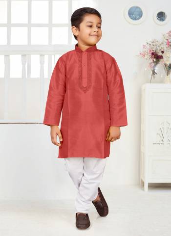 Grab These Children Wear Kurta And Payjama in Fine Colored.These Kurta is Fabricated on Dupian Silk Pair With Cotton Bottom With Thread Embroidery Work.