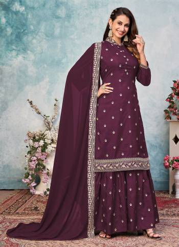 Grab These Semi Stiched Designer Sharara Suit in Lovely Colored Pair With Bottom And Dupatta.These Suit is Fabricated On Art Silk Pair With Art Silk Bottom And Faux Georegette Dupatta.Its Beautified With Heavy Embroidery Work.