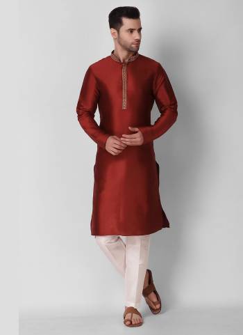 Take your ethnic style quotient to the next level by wearing this fashionable kurta set.Its Come With Art Silk Fabricated Pair With Art Silk Fabric Payjama.Buy Now