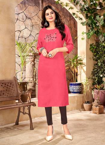 Simple And Elegant Looking Plain Kurti Is Here In Beautiful Colored.Its Fabricated On Rayon Handloom Slub Cotton With Embroidery Work.its Available in All Regular Size.Buy Now