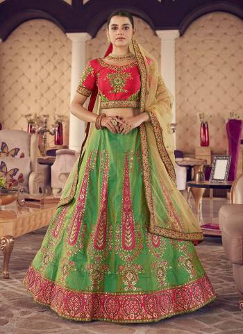 For A Designer Look,Grab These Heavy Deigner Lehenga in All Over Beautiful Colored.These Lehenga is Fabricated On Jacquard Silk Pair With Art Silk Blouse And Soft Net Dupatta.Its Beaitified With Heavy Designer Work.