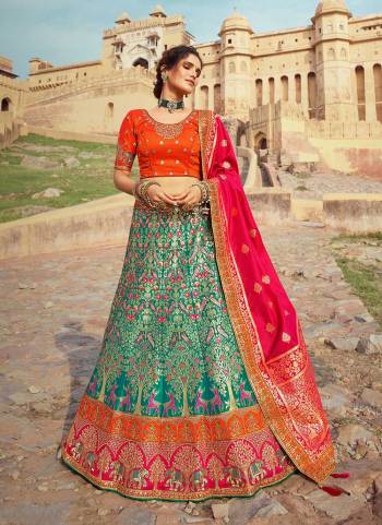 Grab These Designer Lehenga Choli in All Over Fine Colored Pair With Designer Blouse And Dupatta.These Lehenga choli is Fabricated on Banarasi Silk Pair With Silk Blouse AndBanarasi Silk Dupatta.Its Beaitified With Heavy Designer Work.