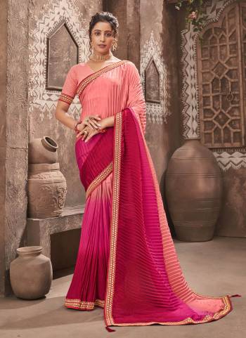 Attrective This Good Looking Saree in All Over Beautiful Colored Pair With Matching Colored Blouse.These Saree is Fabricated On Chinon Crush Pair With Fancy Blouse.Its Beautified With Designer Work.