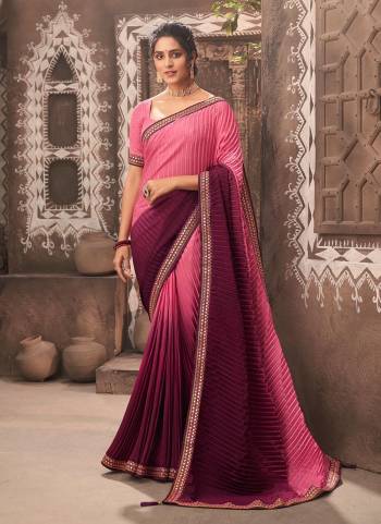 Attrective This Good Looking Saree in All Over Beautiful Colored Pair With Matching Colored Blouse.These Saree is Fabricated On Chinon Crush Pair With Fancy Blouse.Its Beautified With Designer Work.