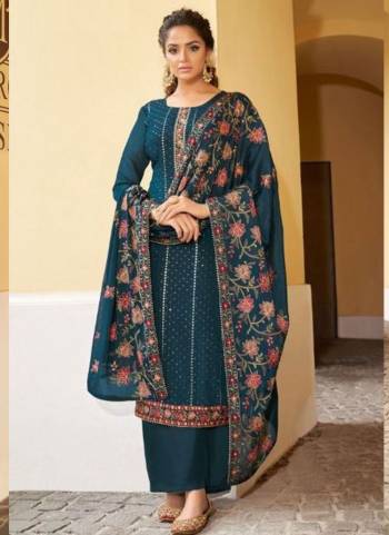 Here Is An Attractive Looking?Plazzo Suit in All Over Fine Colored.These Top is Fabricated On Faux Georgette Pair With Santoon Bottom And Georgette Dupatta.Its Beautifie With Designer Work.Buy Now