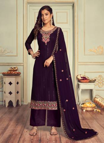 Simple And Elegant Looking Suit Is Here in Pretty Colored Pair With Bottom And Dupatta.These Top Is Fabricated on Faux Georgette Pair With Santoon Bottom And Faux Georgette Dupatta.Its Beautified With Designer Embroidery Work.