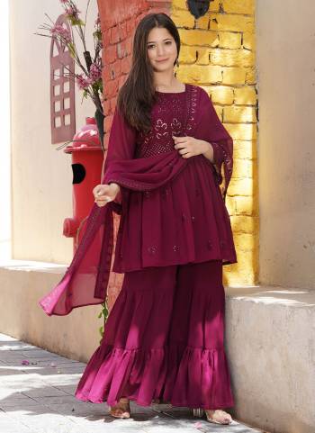 For A Beautiful Look , Grab These Readymade Sharara Suit in All Over Same Colored.These Top And Bottom Are Fabricated On Faux Georgette Pair With Faux Georgette Dupatta.Its Beautified With Designer Work.These Suit Available in All Regular Size.